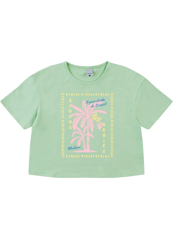 Malwee - Camiseta Cropped Banana Nanica Verde Água 1