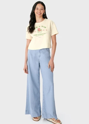 Malwee - Camiseta Cropped Beira-Mar Off White - MALWEE