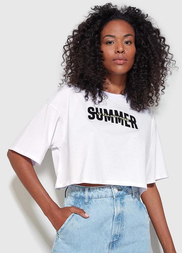 Enfim - Camiseta Cropped Summer Branco
