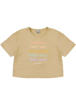 Malwee - Camiseta Cropped Summer Self-Care Cáqui - MALWEE