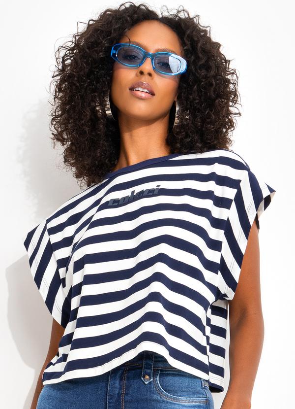 Colcci - Camiseta Listrada Azul