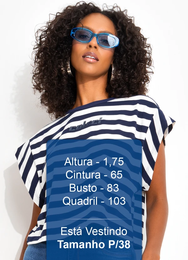 Camiseta Listrada Azul Colcci