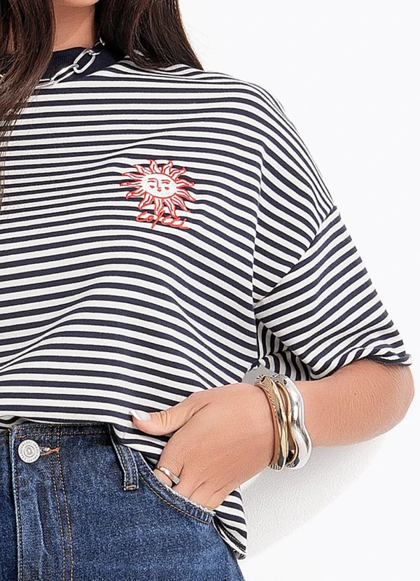 Colcci - Camiseta Listrada Preto 5