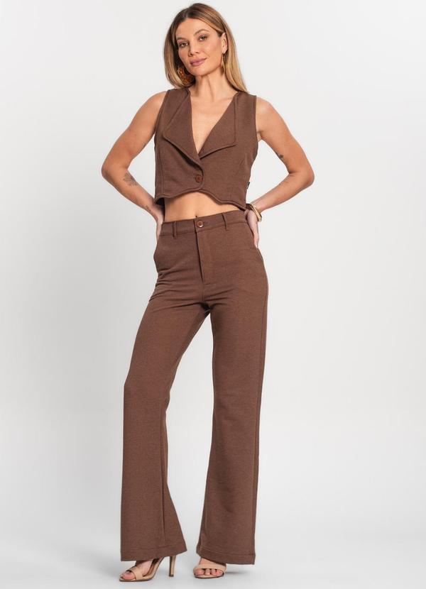 Rovitex - Colete Cropped Moletom Alfaiataria Kohmar Marrom 4