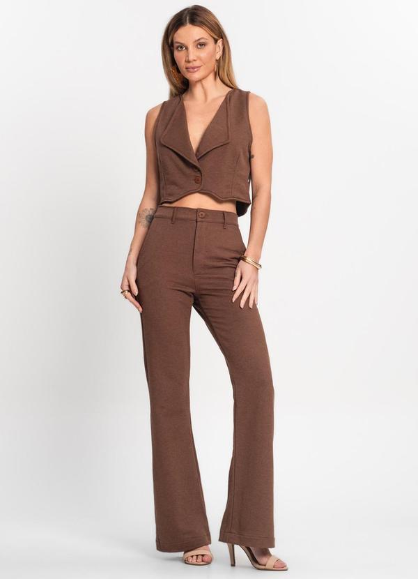 Rovitex - Colete Cropped Moletom Alfaiataria Kohmar Marrom 5