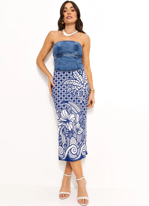 Farm - Corselet Jeans sem Alça Azul 3