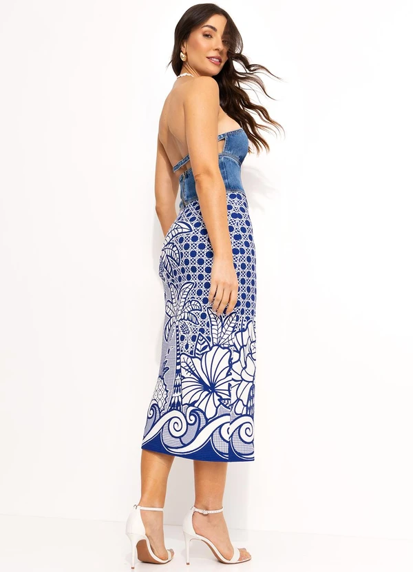 Farm - Corselet Jeans sem Alça Azul 4