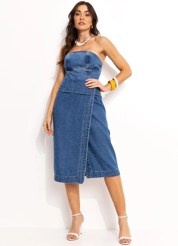 Farm - Corselet Jeans sem Alça Azul 6