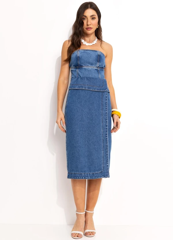 Farm - Corselet Jeans sem Alça Azul 7