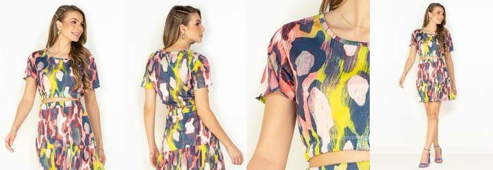 Cropped Abstrato com Decote Redondo