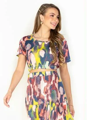 Moda Pop - Cropped Abstrato com Decote Redondo - MODA POP