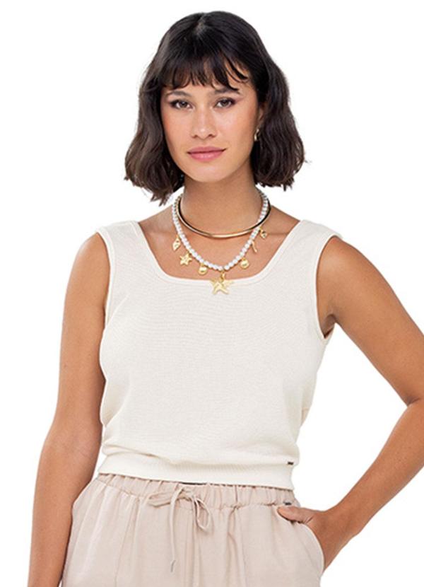 Outlet - Cropped Alças Largas Adulto Feminino Branco
