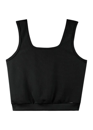 Outlet - Cropped Alças Largas Adulto Feminino Preto - OUTLET