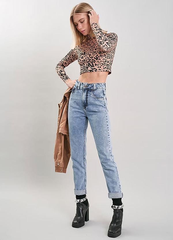 Amo Brand - Cropped Animal Print Manga Longa Camel 3