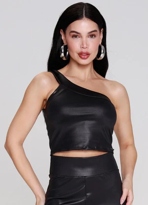 Outlet - Cropped Assimetrico Preto - OUTLET