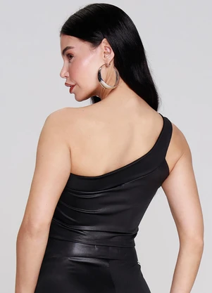 Outlet - Cropped Assimetrico Preto - OUTLET