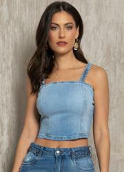 Cropped Azul com Alas Tranadas