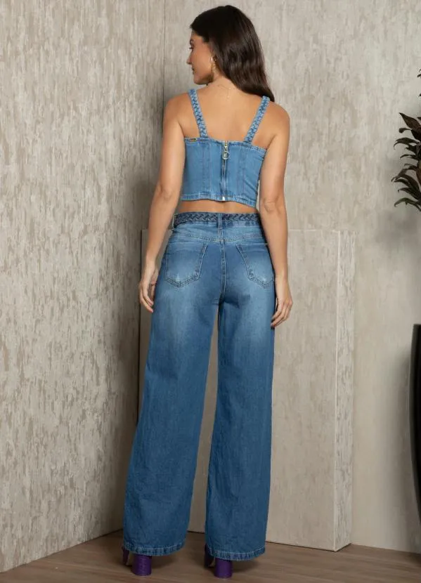 Quintess - Cropped Azul com Alças Trançadas 4