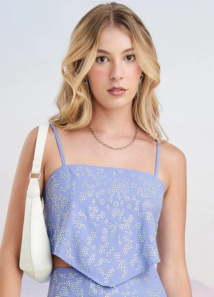 Authoria - Cropped Azul com Strass Azul - AUTHORIA
