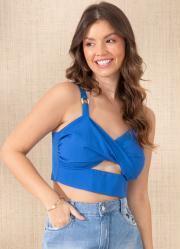 Cropped Azul com Toro e Argola nas Alas