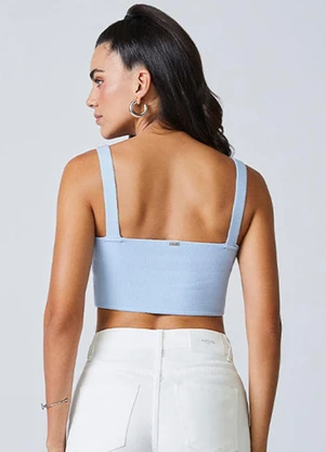 Authoria - Cropped Azul de Tricot com Strass Azul - AUTHORIA