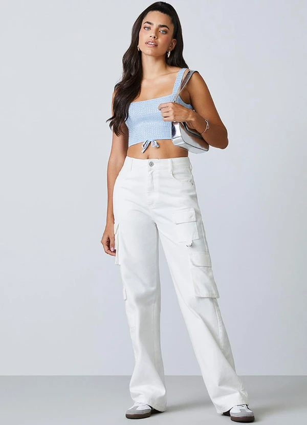 Authoria - Cropped Azul de Tricot com Strass Azul 3