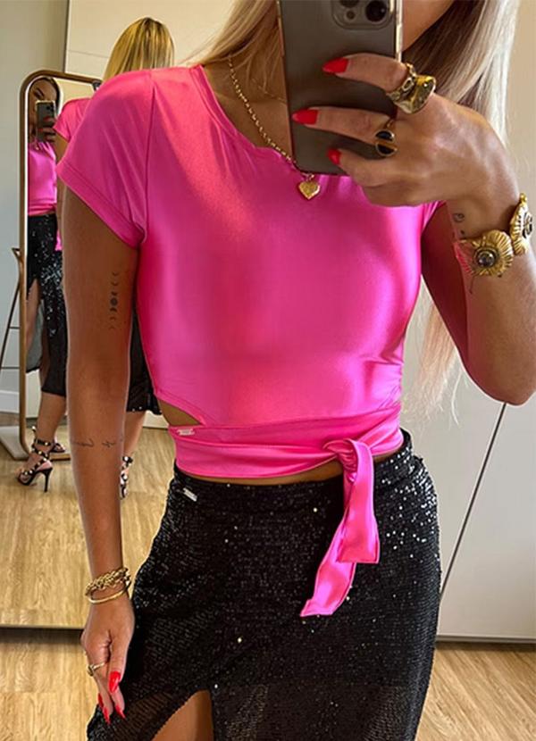 Amo Brand - Cropped Barbie Transpassado Rosa Pink