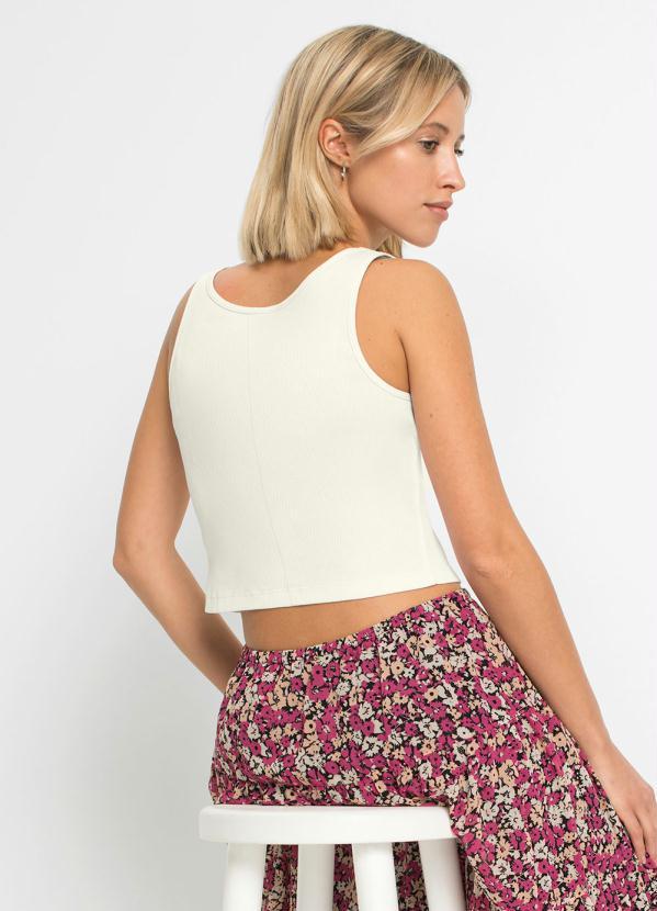 Outlet - Cropped Básico Decote V Off White 2