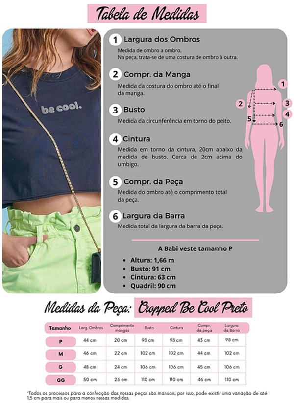 Amo Brand - Cropped Be Cool Meia Manga Preto 3