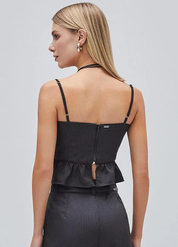 Authoria - Cropped Black com Risca de Giz Preto 2