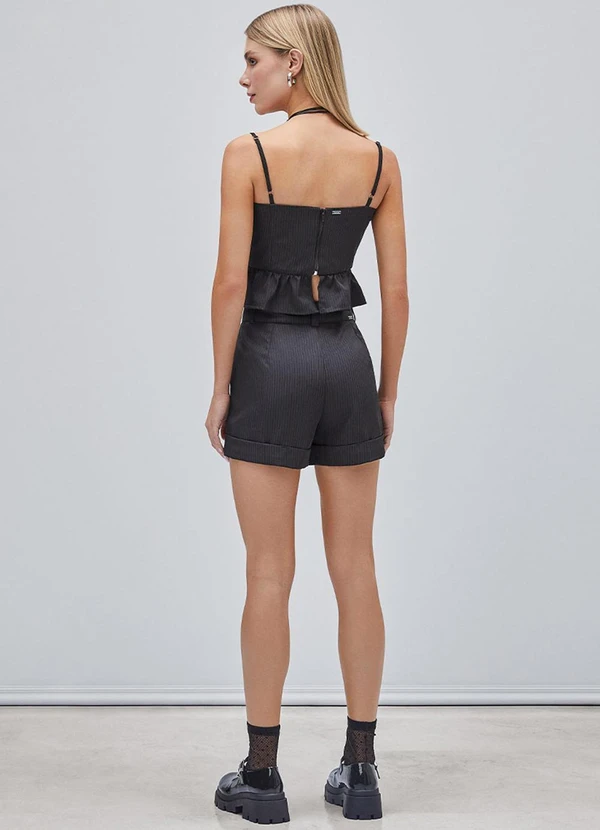 Authoria - Cropped Black com Risca de Giz Preto 4