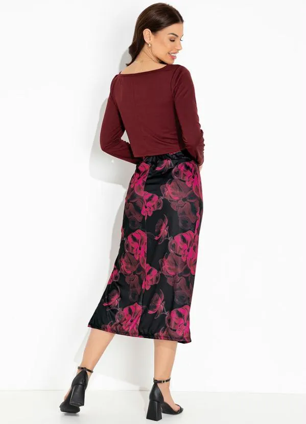 Moda Pop - Cropped Bordô com Mangas Longas Bufantes 4