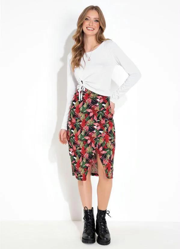 Moda Pop - Cropped Branca Manga Longa com Amarração 8