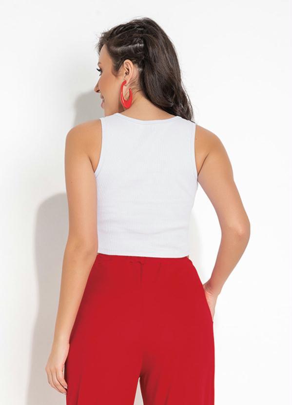 Moda Pop - Cropped Branca Regata e Recortes 2