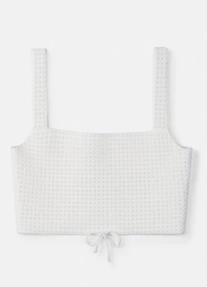 Authoria - Cropped Branco de Tricot com Strass Off White - AUTHORIA