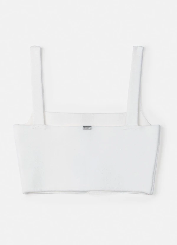 Authoria - Cropped Branco de Tricot com Strass Off White 2
