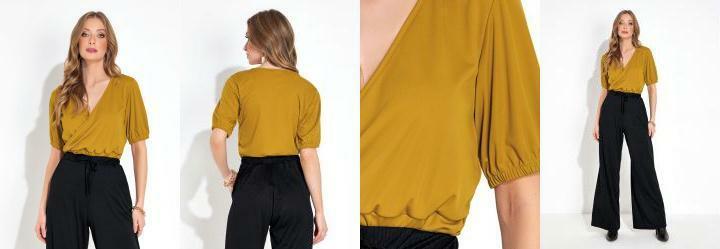 Cropped Caramelo com Decote Transpassado