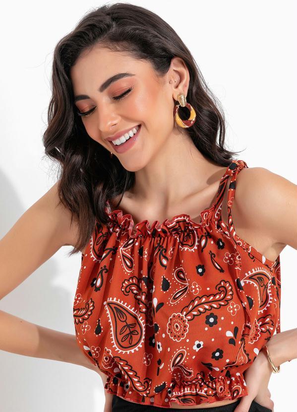 Outlet - Cropped Caxemira Alças e Franzido 3