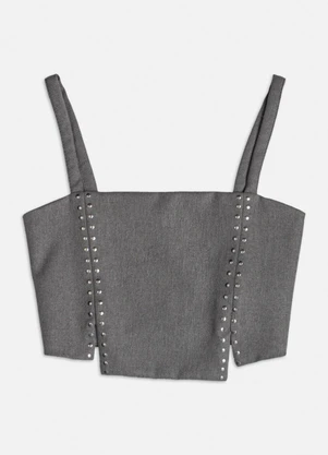 Authoria - Cropped Cinza com Strass Cinza - AUTHORIA