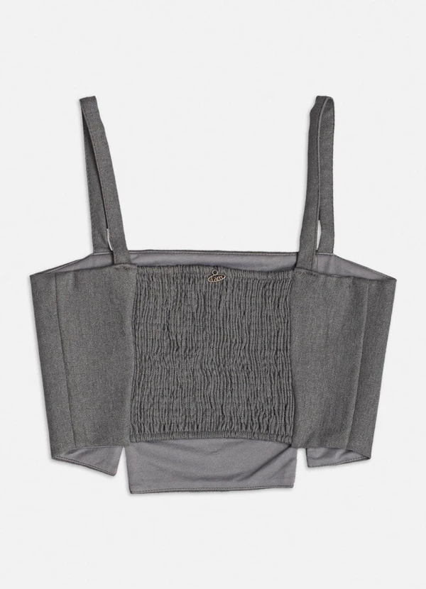 Authoria - Cropped Cinza com Strass Cinza 2