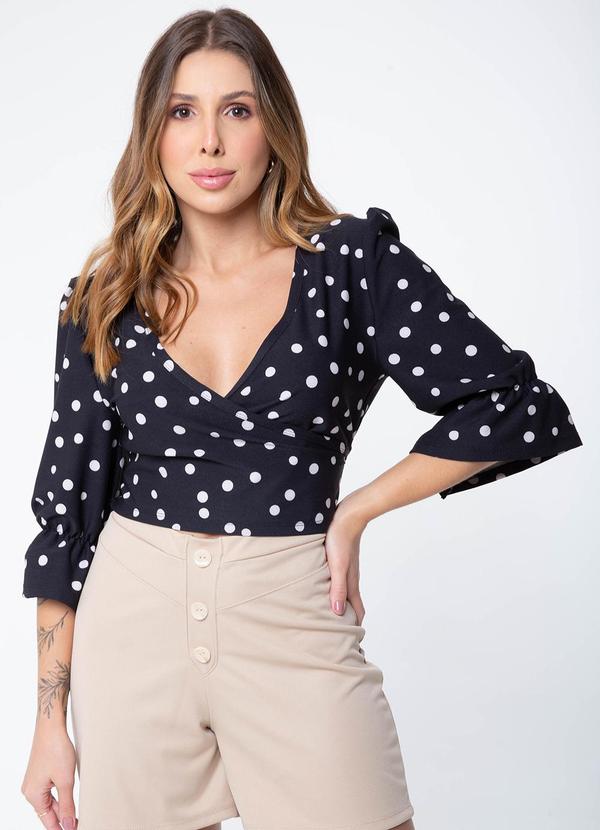 Misiss - Cropped com Amarração de Poá Gabi Preto