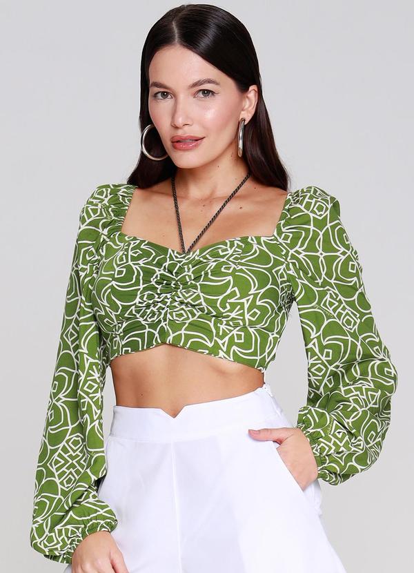 Gatabakana - Cropped com Barbicachos Verde