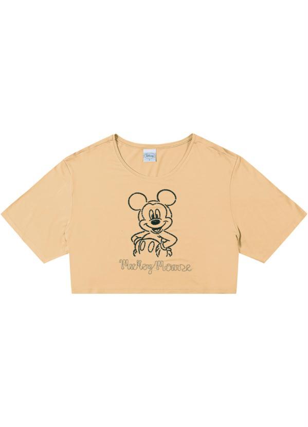Disney - Cropped com Glitter Bege