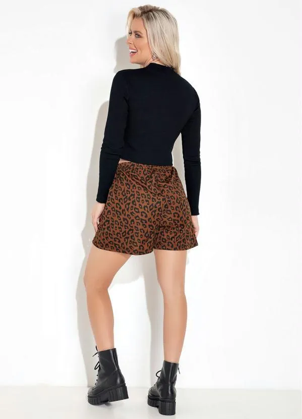 Moda Pop - Cropped com Gola e Mangas Longas Preto 4