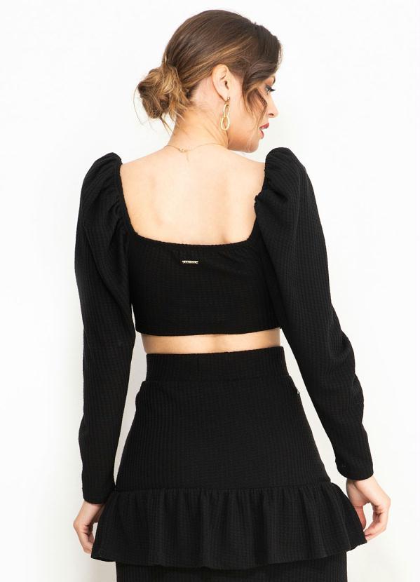 Colcci - Cropped com Manga Bufante de Malha Preto 2