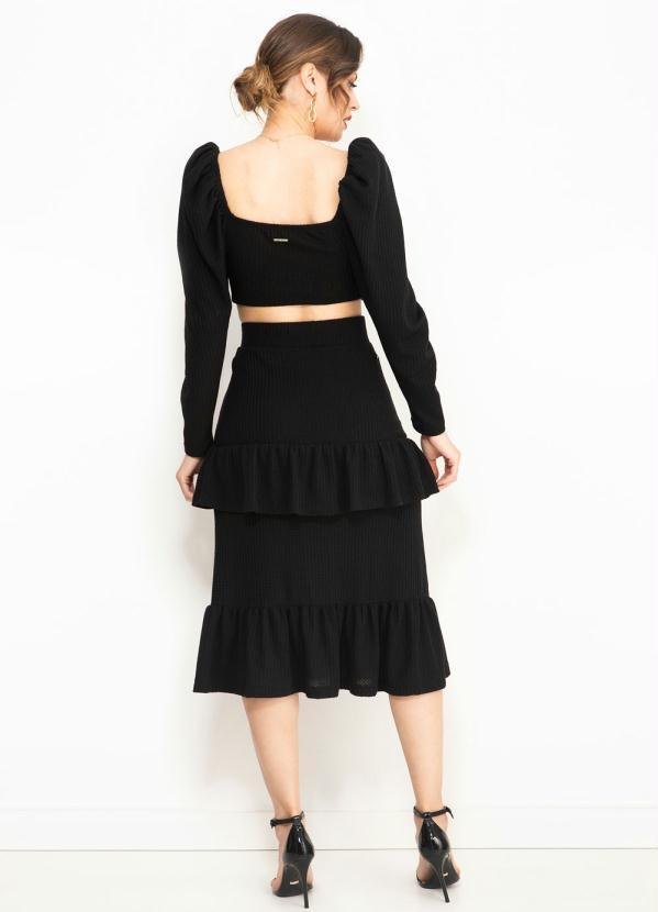 Colcci - Cropped com Manga Bufante de Malha Preto 4