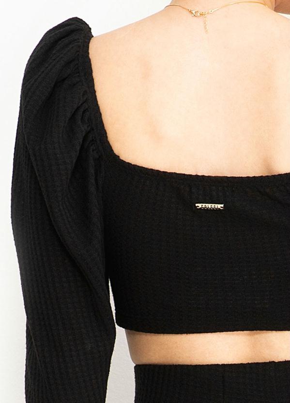 Colcci - Cropped com Manga Bufante de Malha Preto 7