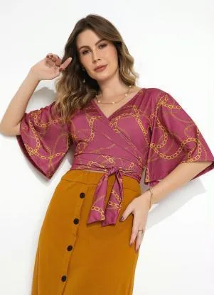 Moda Pop - Cropped Correntes Transpassado com Amarração - MODA POP