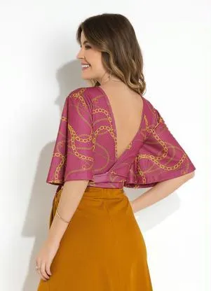 Moda Pop - Cropped Correntes Transpassado com Amarração - MODA POP