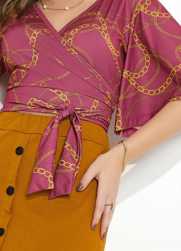 Moda Pop - Cropped Correntes Transpassado com Amarração 3